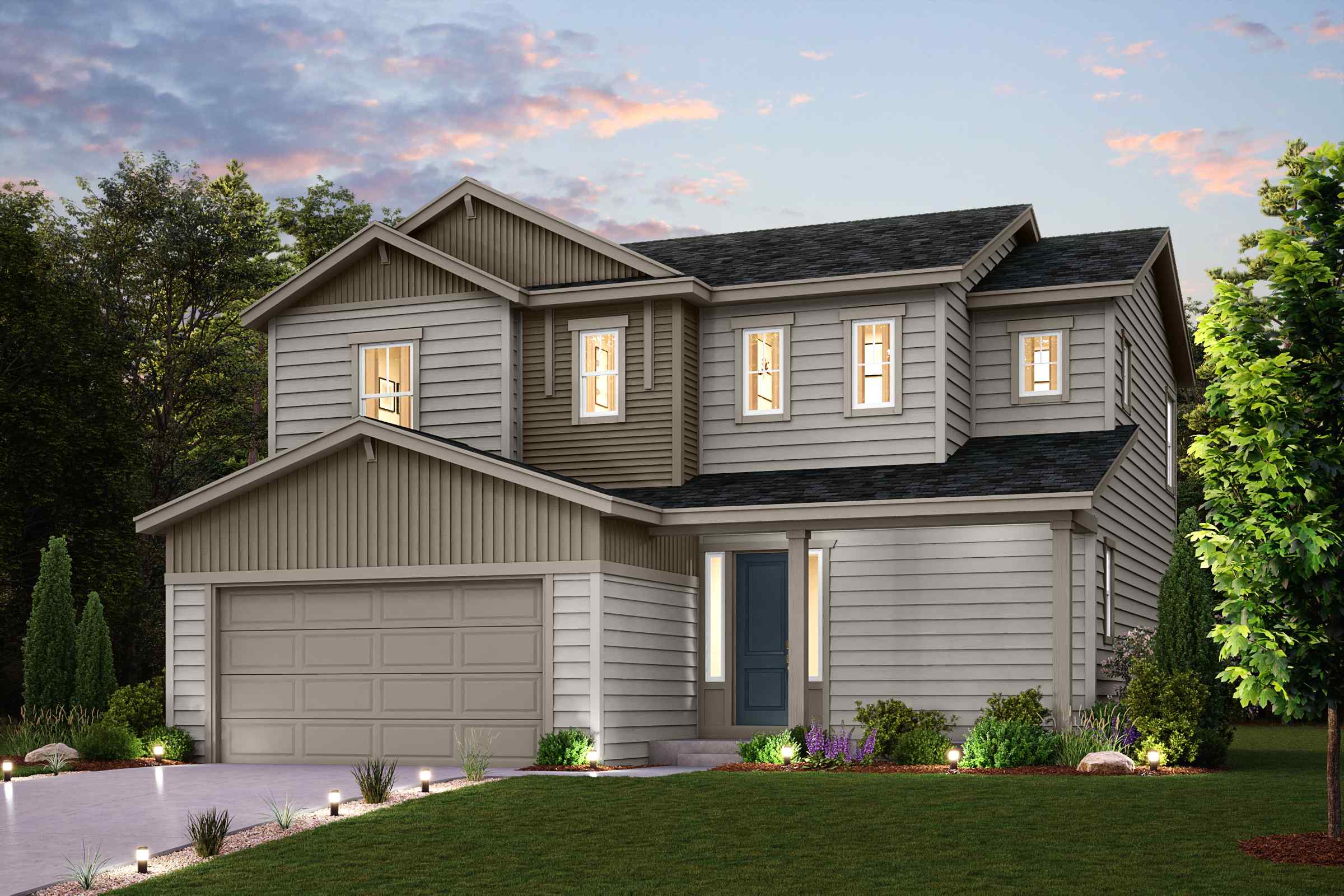 A house with a garage.