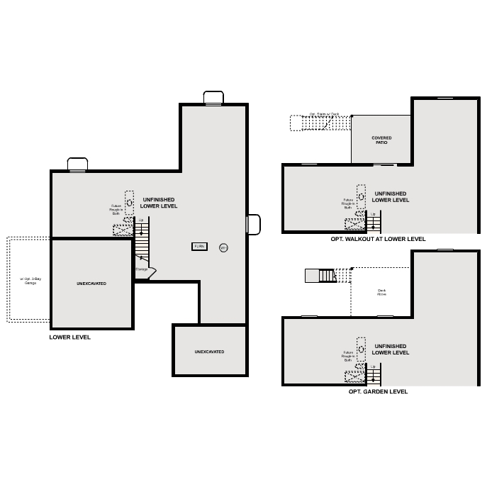 Diagram. Wellesley Floorplan, Basement Options