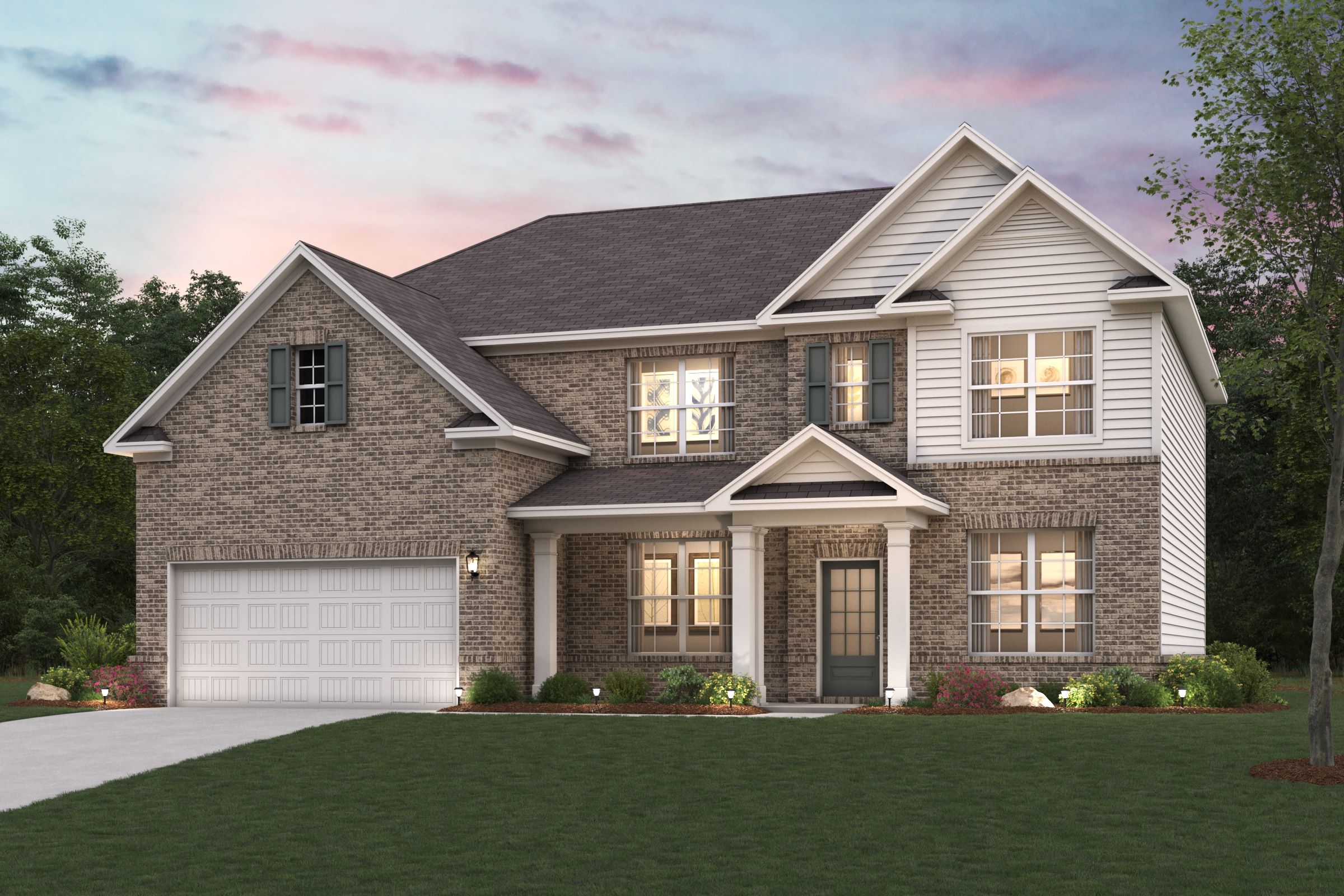 A house with a garage.