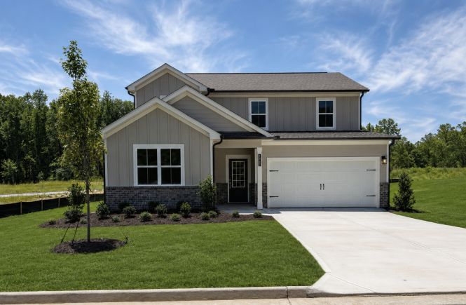 A house with a garage.