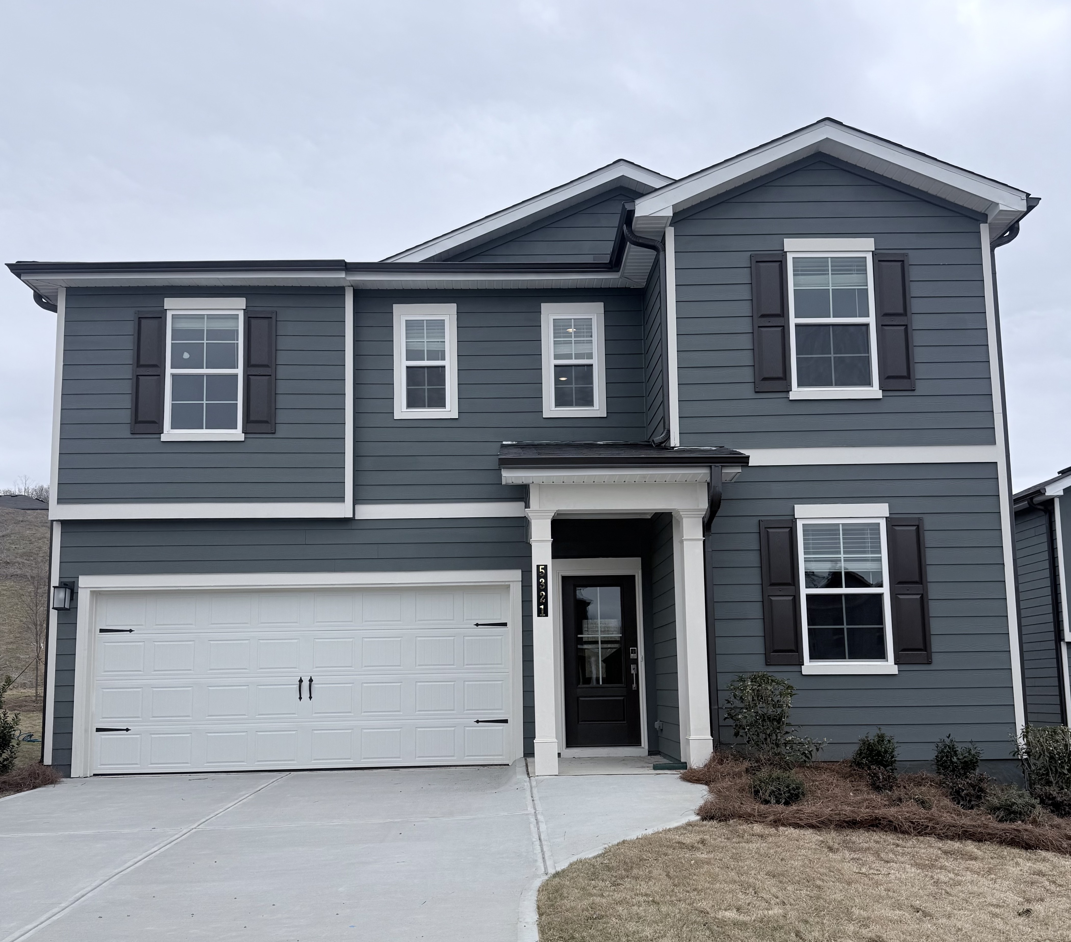 A house with a garage.