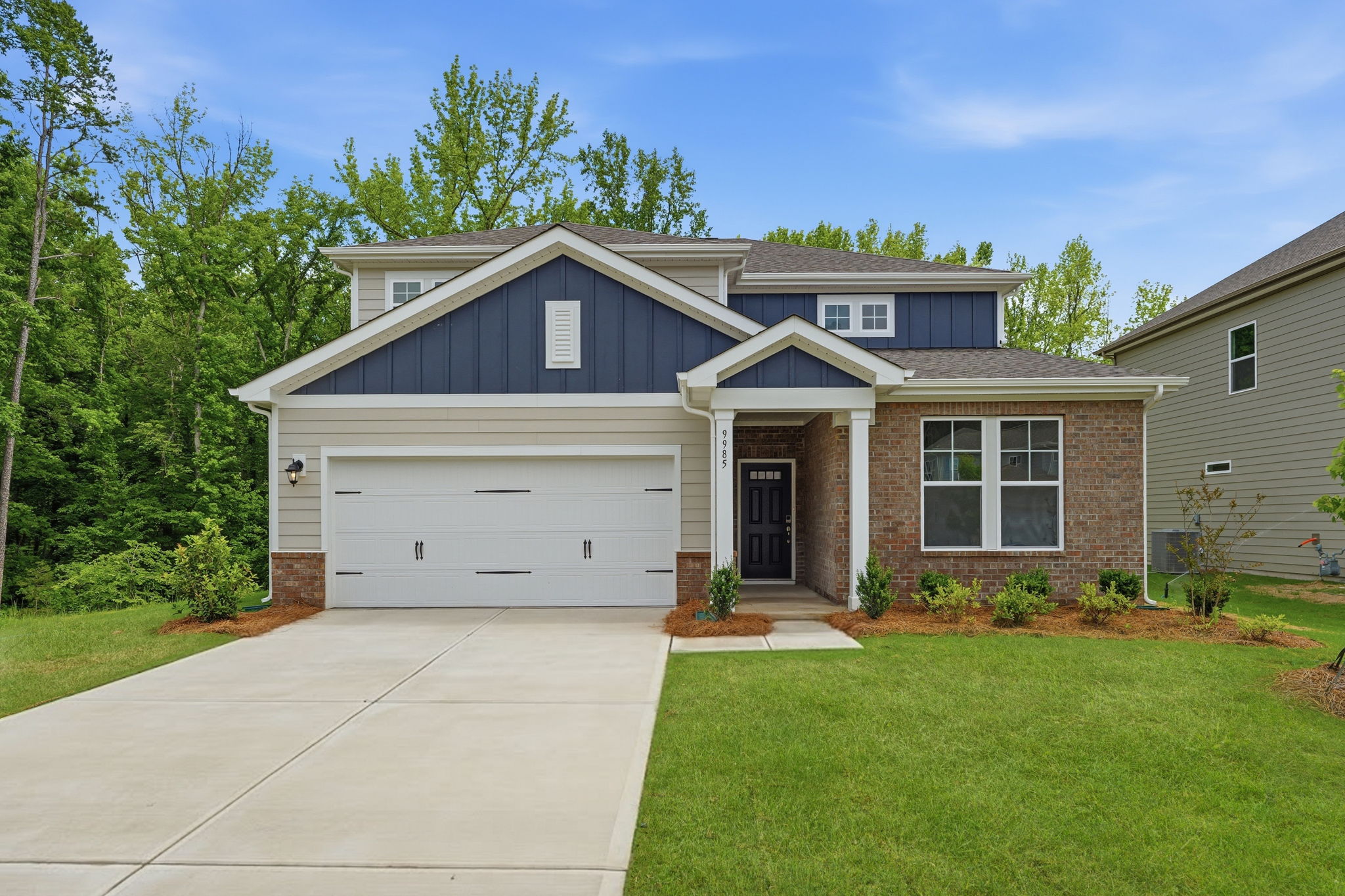 A house with a garage.