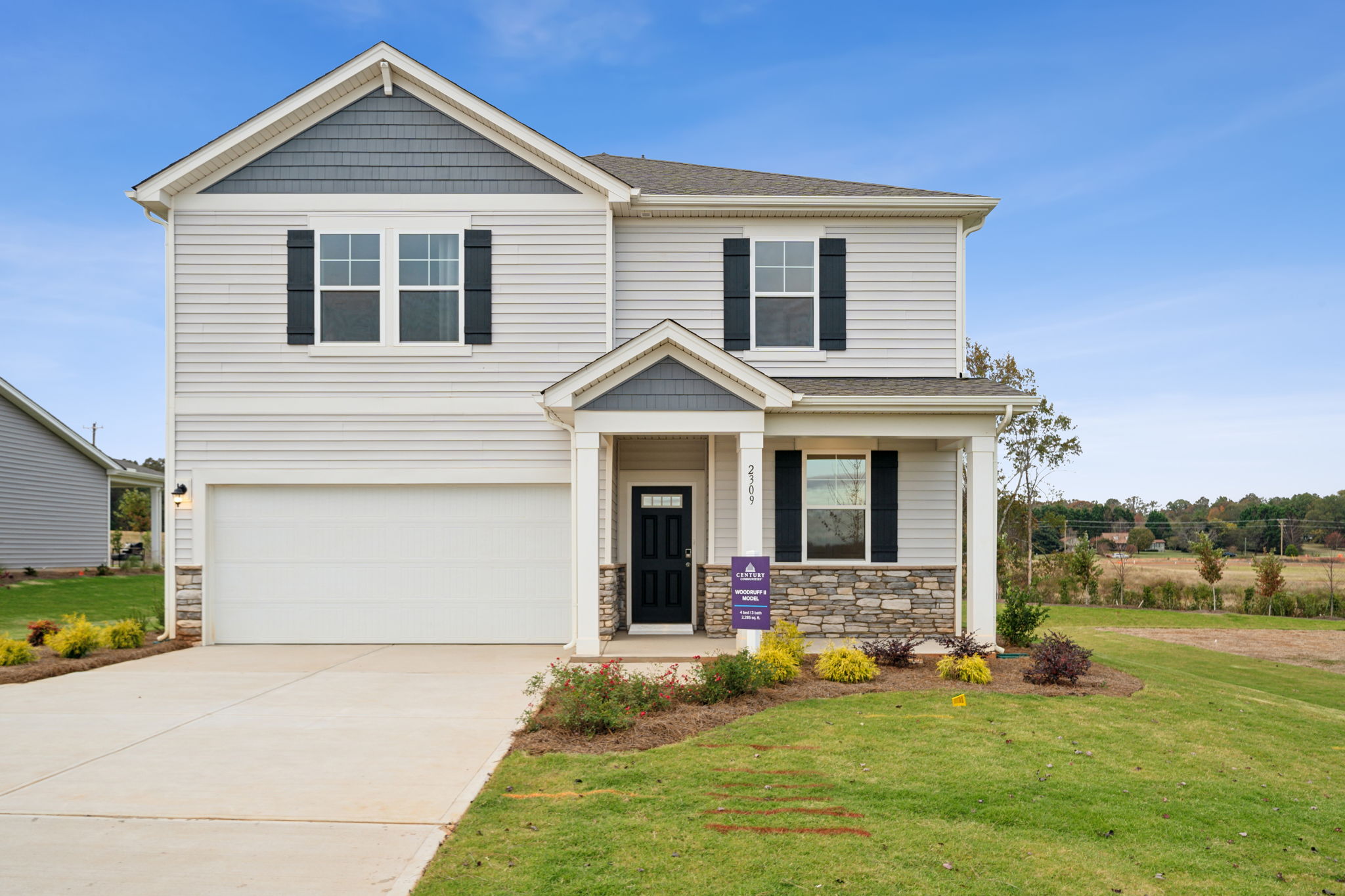 A house with a driveway.