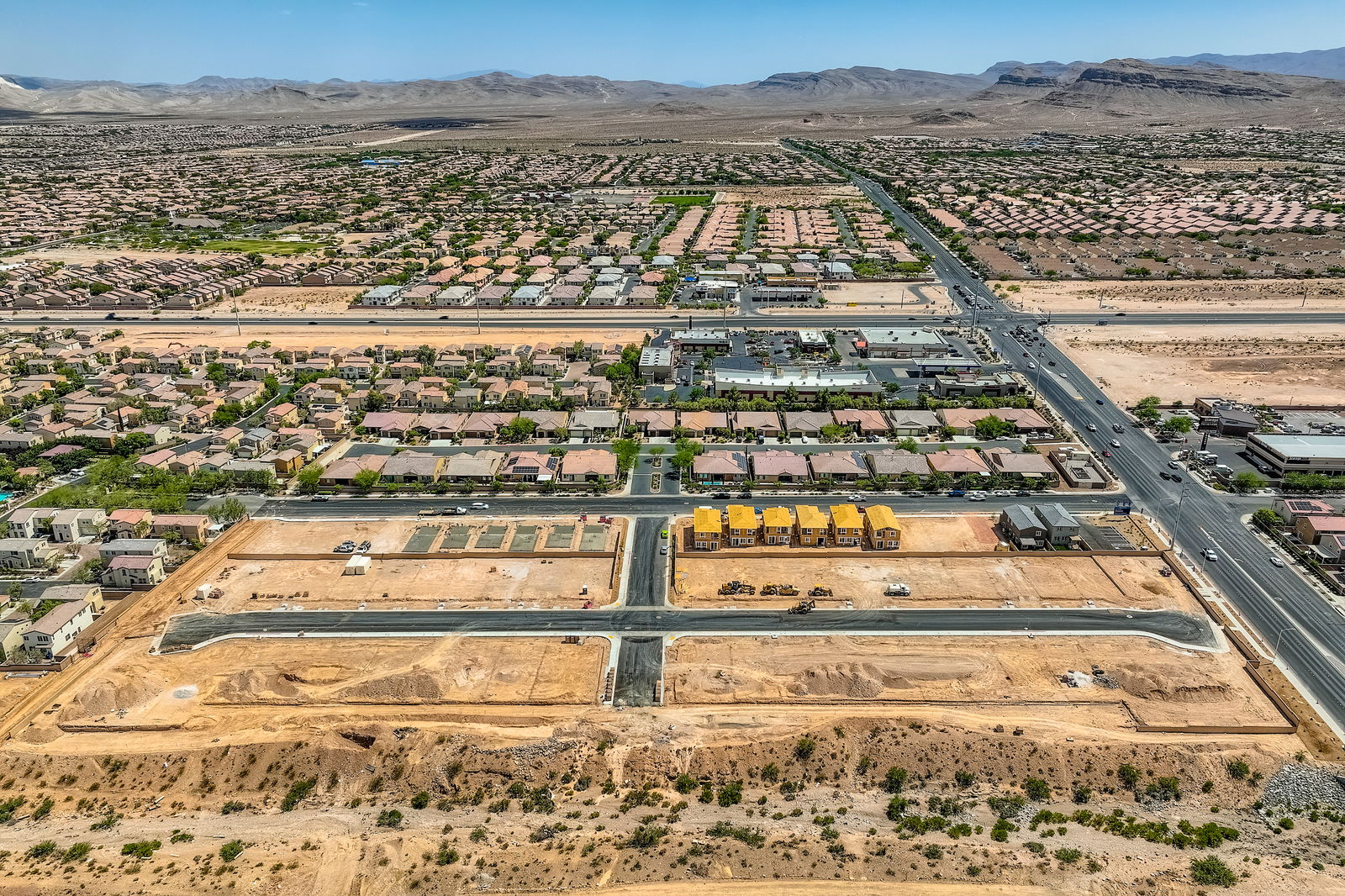 A large area with many buildings.