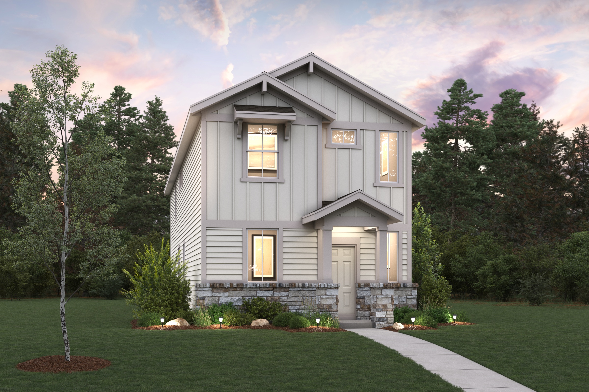 A house with a yard and trees.