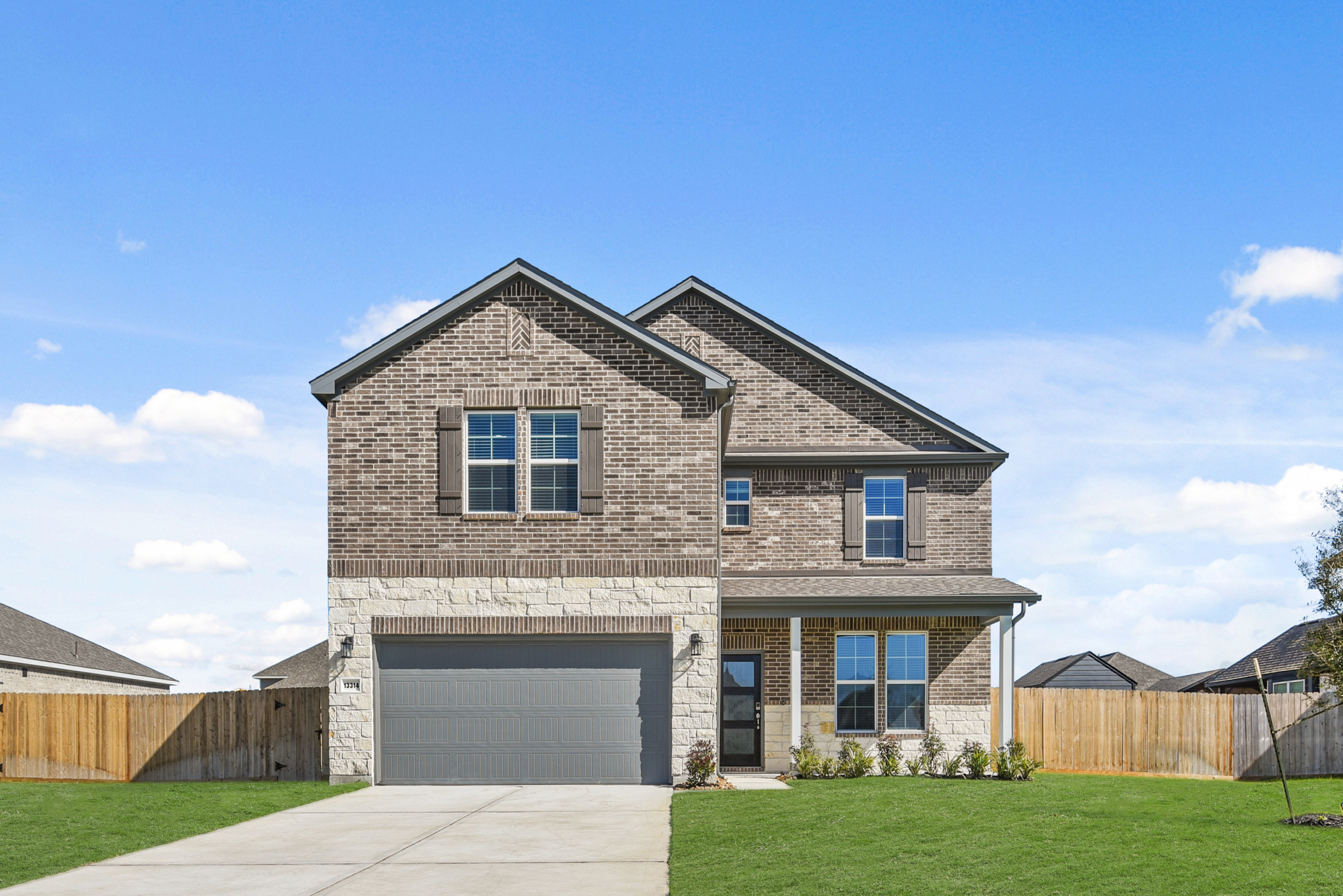 A house with a garage.