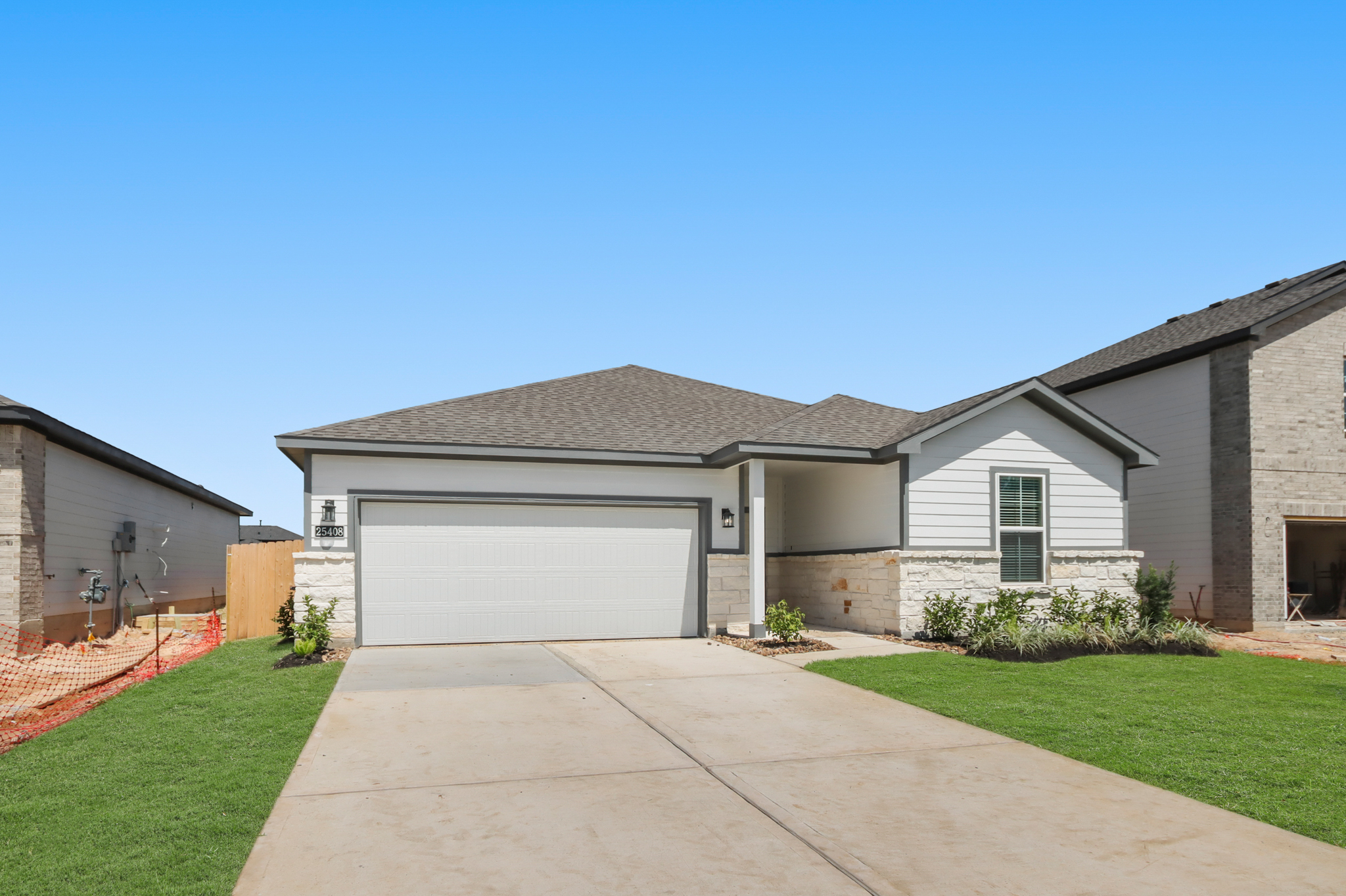 A house with a garage.