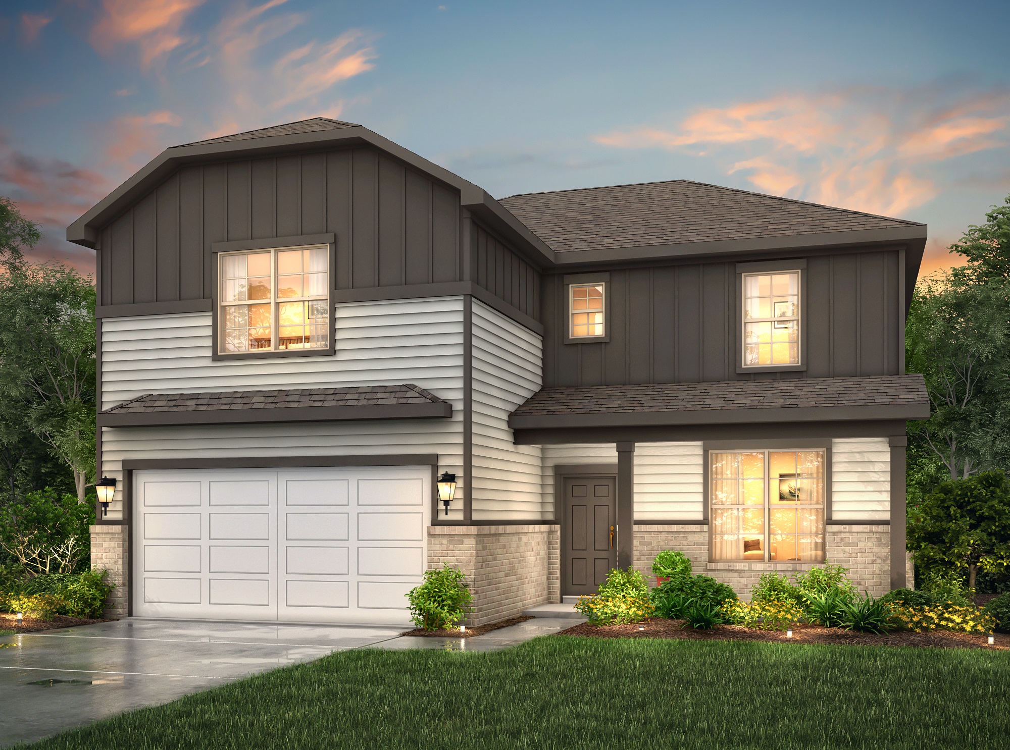 A house with a garage.