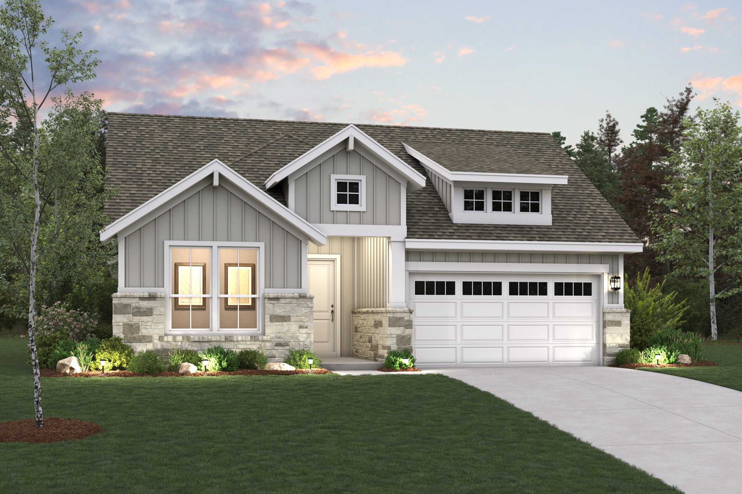 A house with a large front yard.