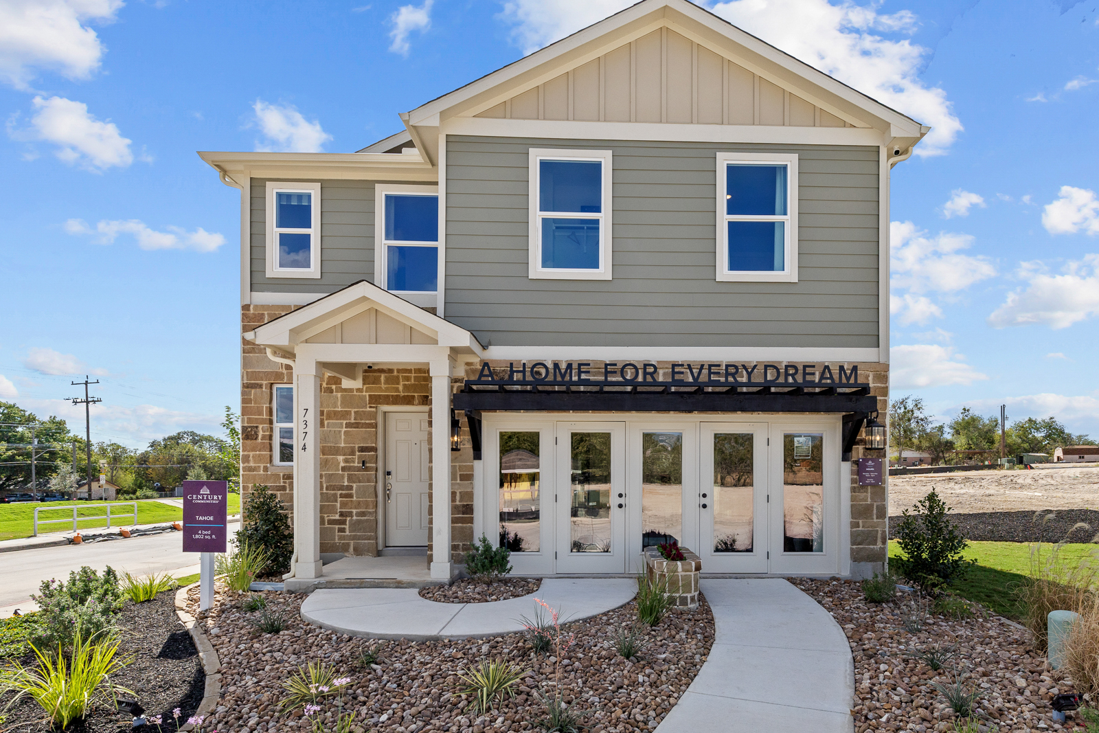 A building with a sign on it.