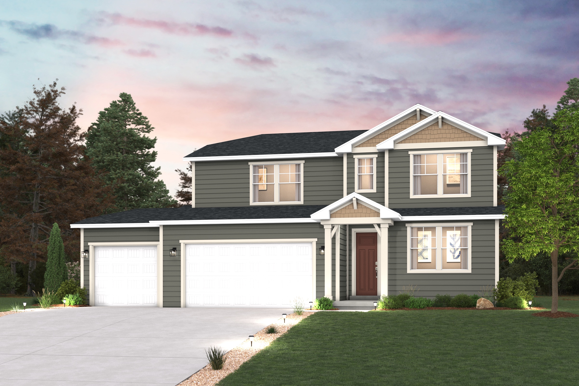 A house with a garage.