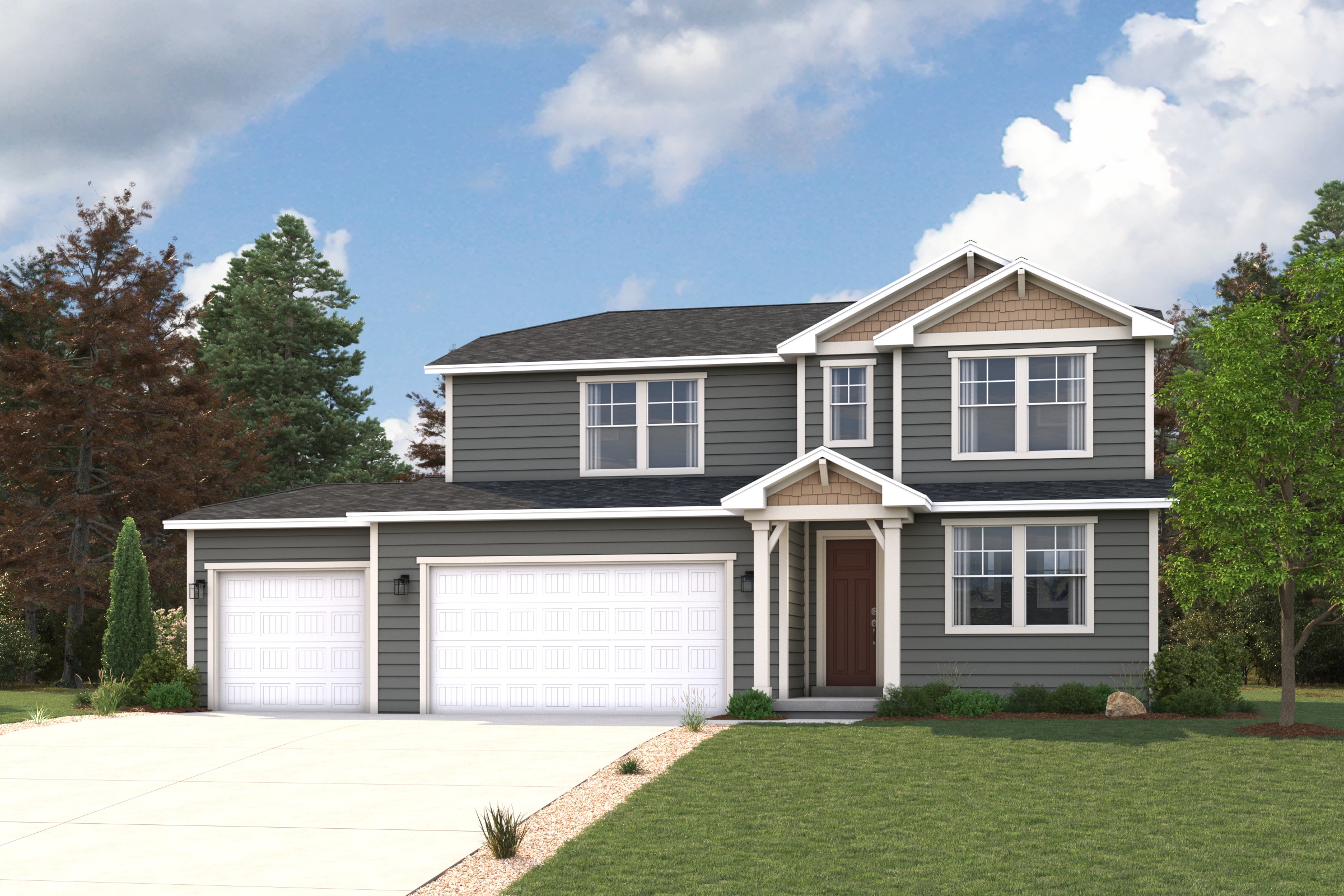 A house with a garage.