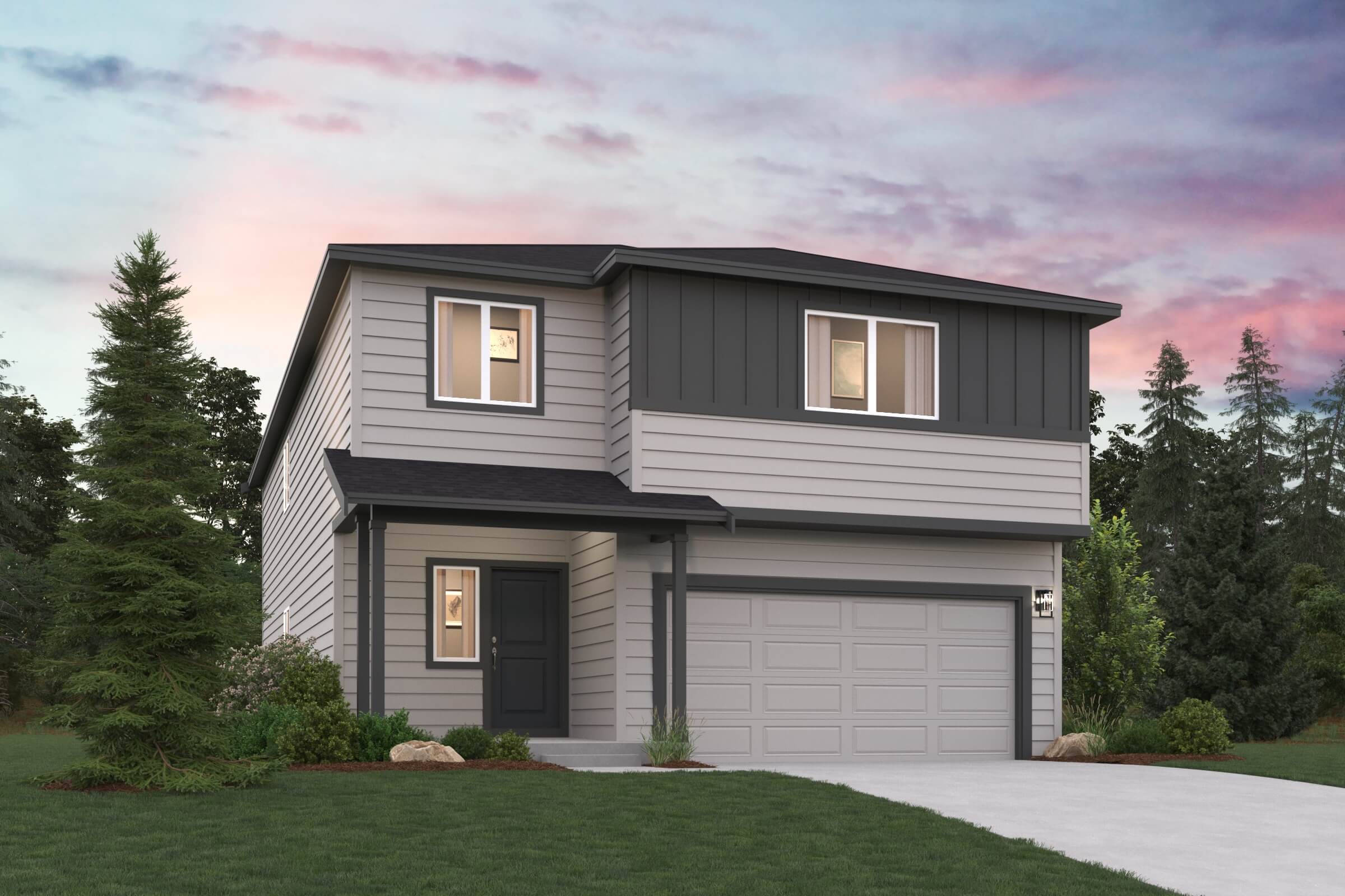 A house with a garage.