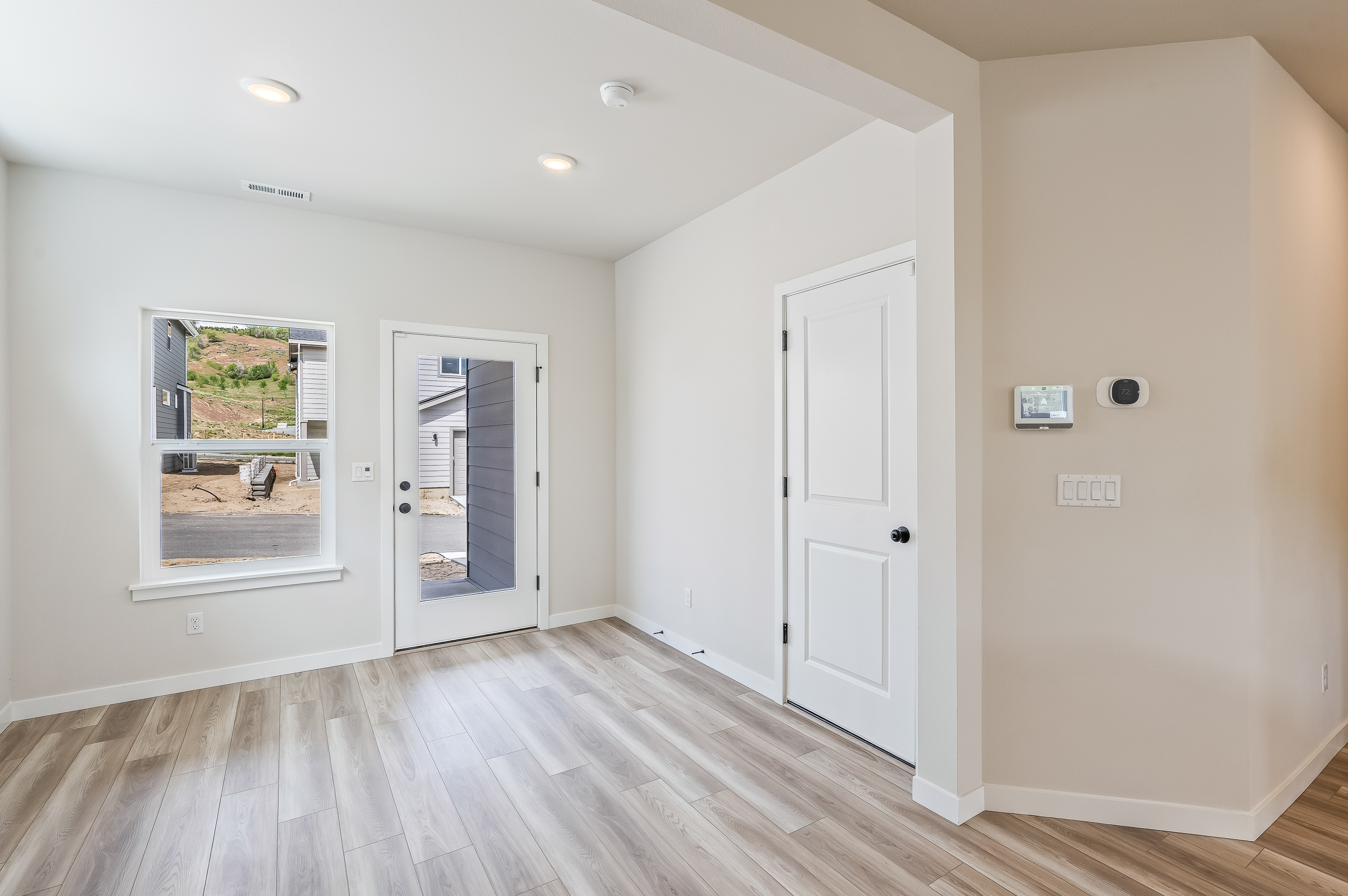 A room with white doors.