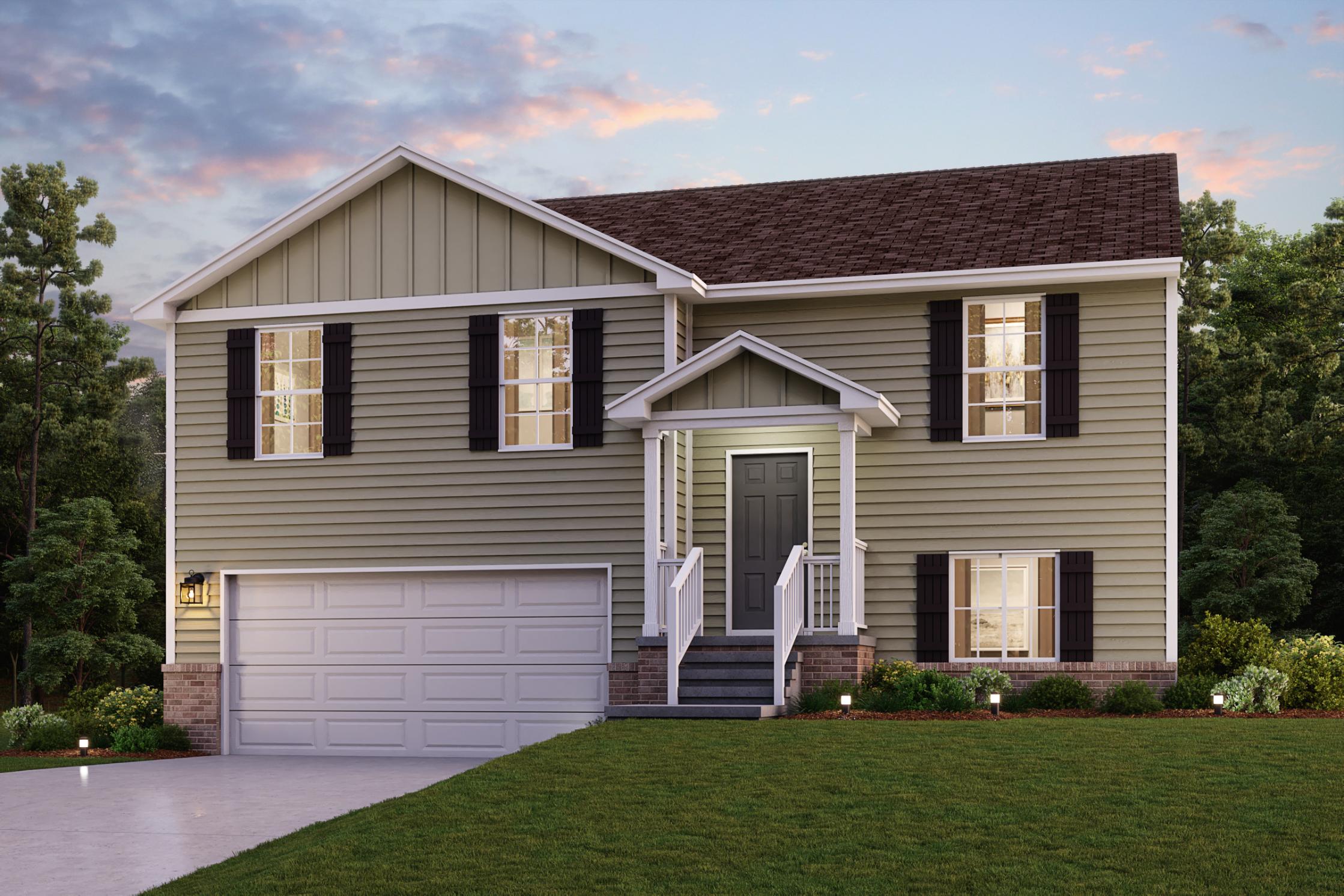 A house with a garage.